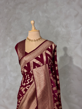 Maroon Banarasi Georgette fabric saree- PBRVAR1F