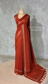 Brick Red Chanderi silk cotton saree- PBRNAK4