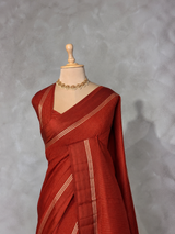 Brick Red Chanderi silk cotton saree- PBRNAK4