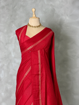Dark Red Chanderi silk cotton saree- PBRNAK4F
