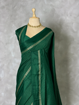 Dark Green Chanderi silk cotton saree- PBRNAK4G