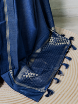 Navy Blue Chanderi silk cotton saree- PBRNAK4i