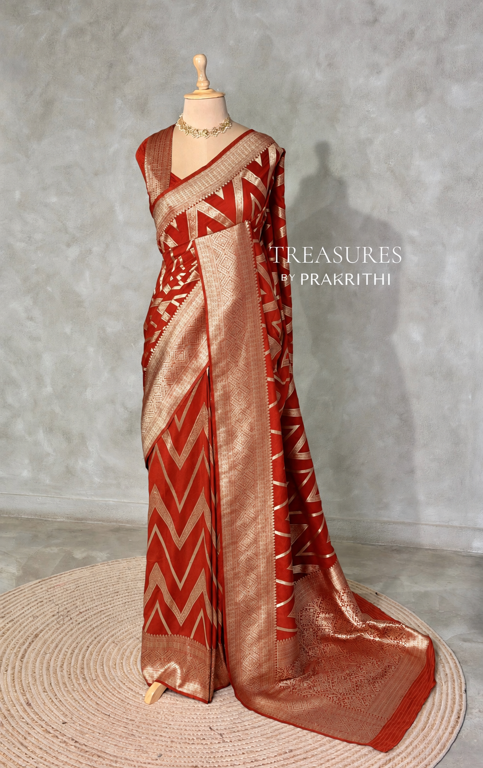 Rust Orange Georgette fabric saree- PBRVAR1K