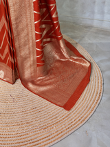 Rust Orange Georgette fabric saree- PBRVAR1K