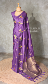 Grey Banarasi satin silk saree - PBRMM5E