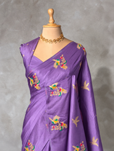Grey Banarasi satin silk saree - PBRMM5E