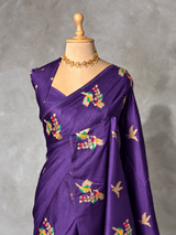 Violet Banarasi satin silk saree - PBRMM5F