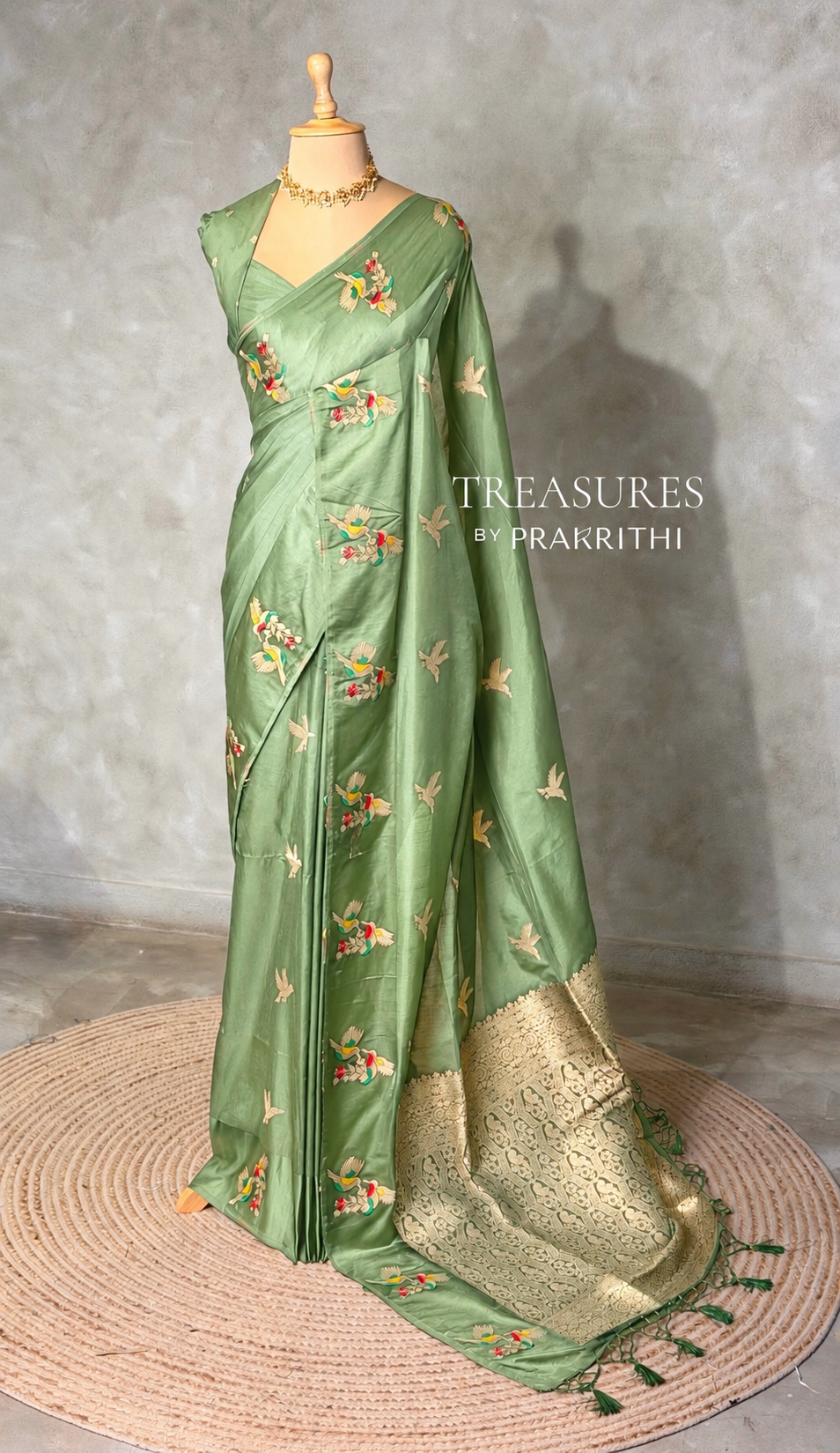 Pista Green Banarasi satin silk saree - PBRMM5H