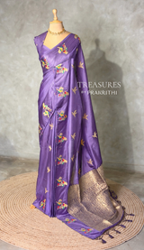 LavenderBanarasi satin silk saree - PBRMM5i