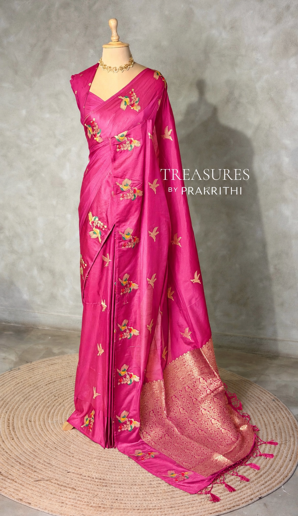 Rani Pink  Banarasi satin silk saree - PBRMM5J