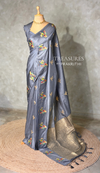 Grey Banarasi satin silk saree - PBRMM5D