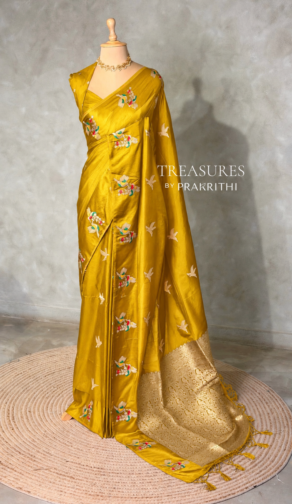 Lime Yellow  Banarasi satin silk saree - PBRMM5k