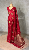 Red Banarasi satin silk saree - PBRMM5N