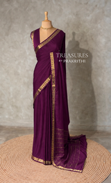 Wine Semi Mysore crepe Silk Saree - PBRMJ4C