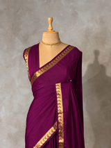 Wine Semi Mysore crepe Silk Saree - PBRMJ4C
