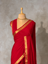 Wine Semi Mysore crepe Silk Saree - PBRMJ4D