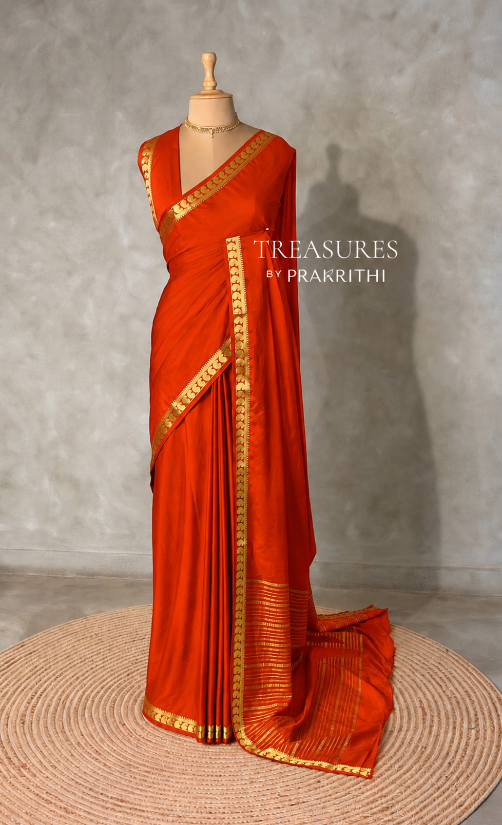 Orange Semi Mysore crepe Silk Saree - PBRMJ4F