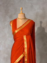 Orange Semi Mysore crepe Silk Saree - PBRMJ4F