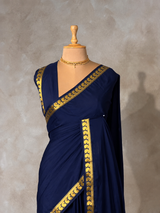 Blue Semi Mysore crepe Silk Saree - PBRMJ4G