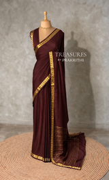 Brown Semi Mysore crepe Silk Saree - PBRMJ4H