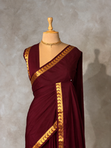 Brown Semi Mysore crepe Silk Saree - PBRMJ4H