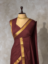 Brown Semi Mysore crepe Silk Saree - PBRMJ5A