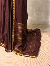 Brown Semi Mysore crepe Silk Saree - PBRMJ5A