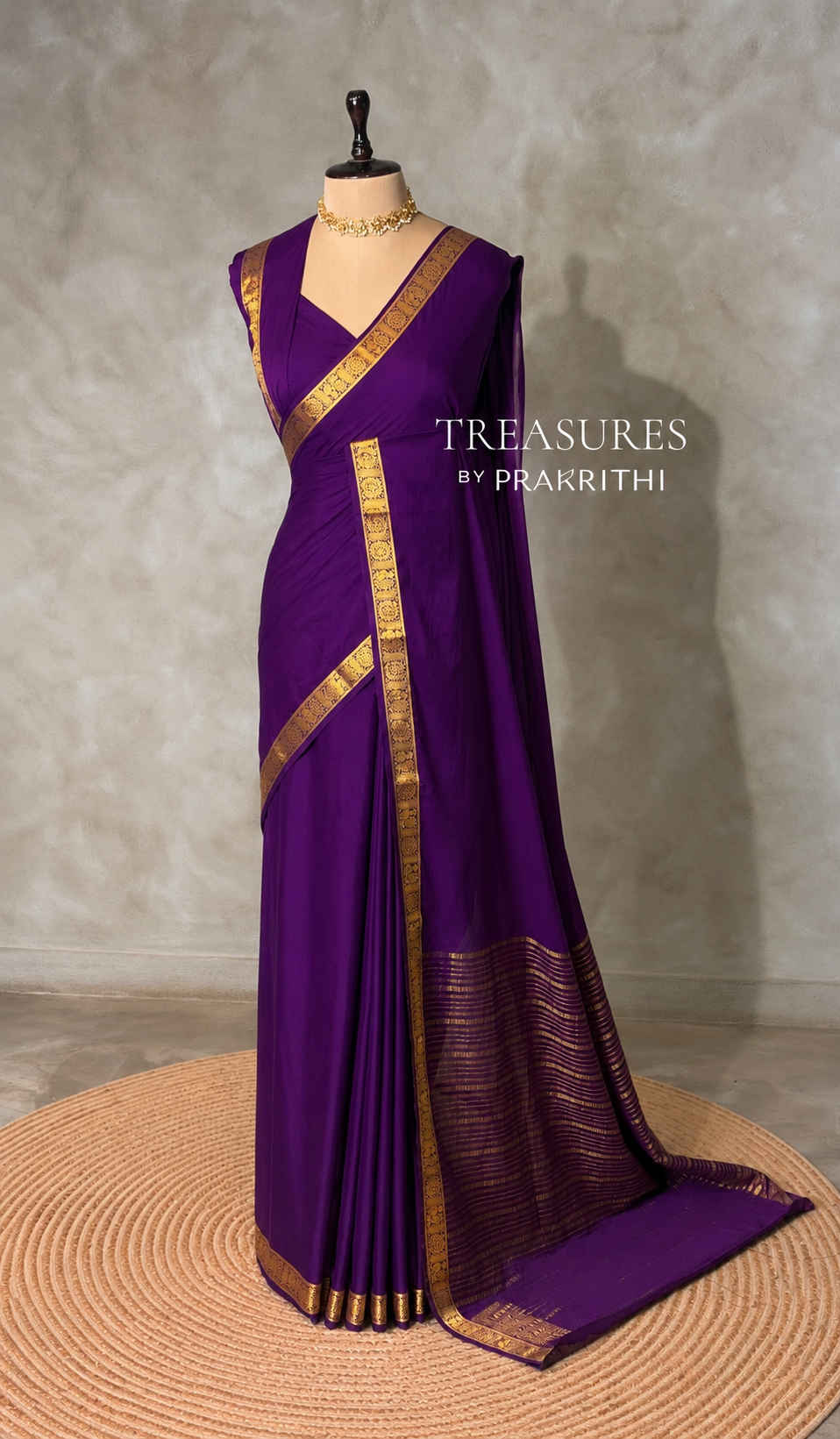 Violet Semi Mysore crepe Silk Saree - PBRMJ5B