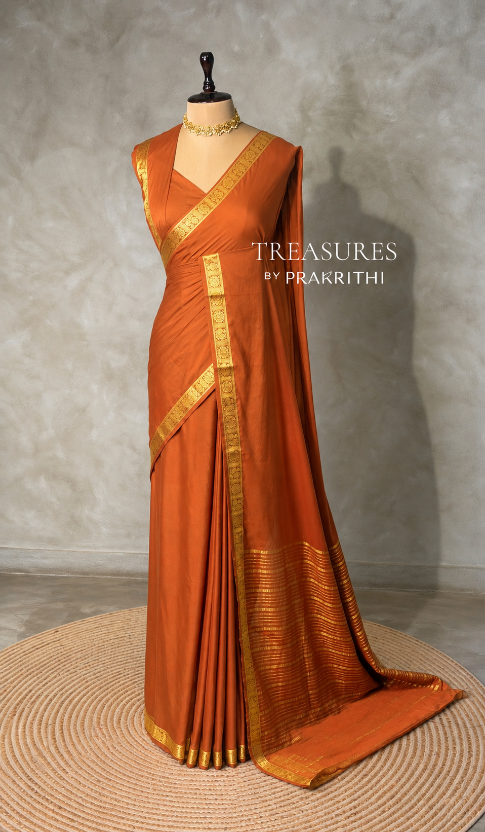 Orange Semi Mysore crepe Silk Saree - PBRMJ5C