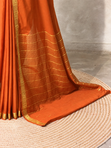 Orange Semi Mysore crepe Silk Saree - PBRMJ5C