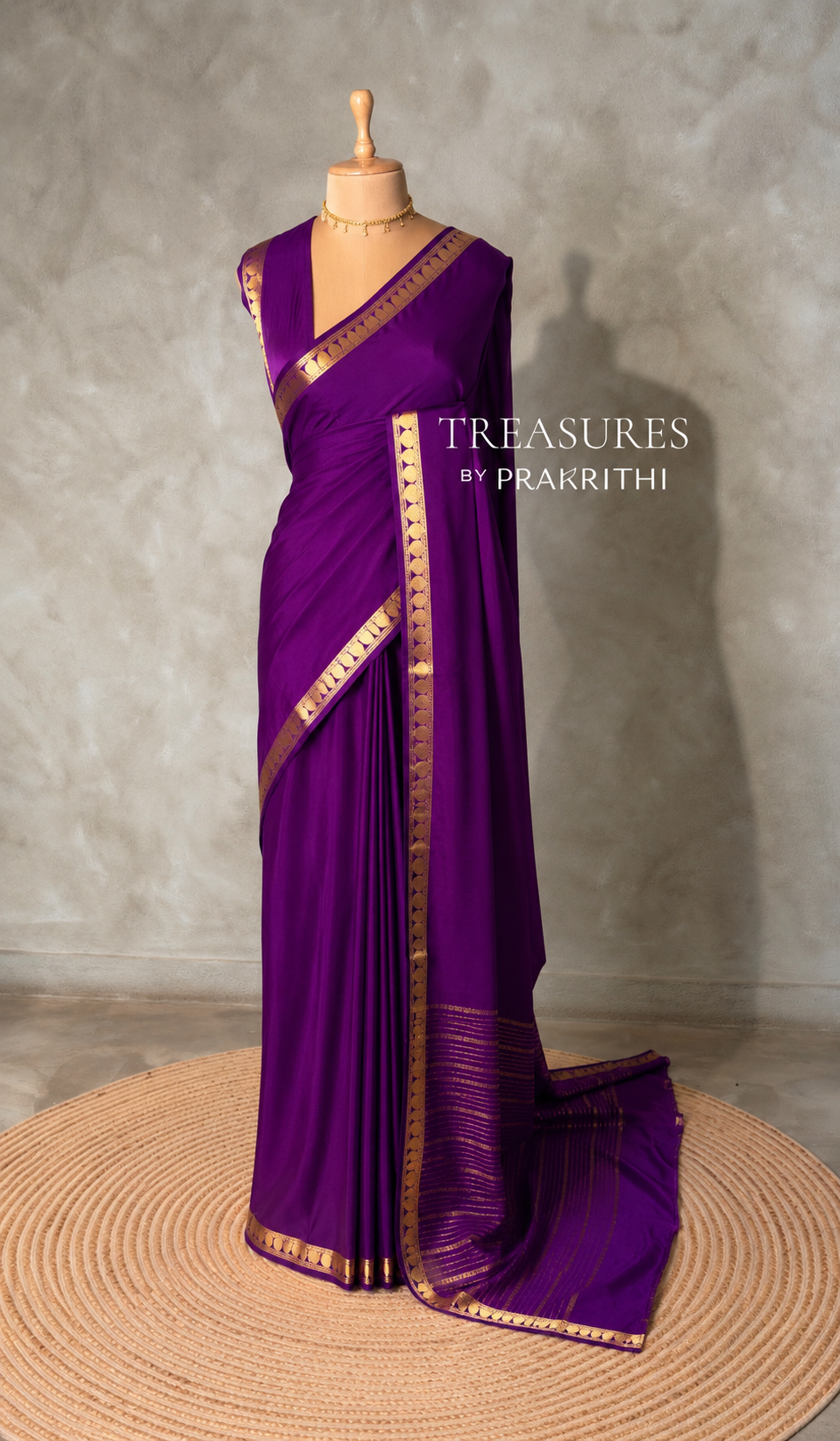 Wine Semi Mysore crepe Silk Saree - PBRMJ5D