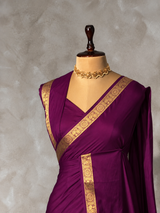 Wine Semi Mysore crepe Silk Saree - PBRMJ5D
