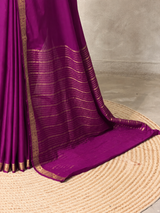 Wine Semi Mysore crepe Silk Saree - PBRMJ5D