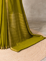 olive Semi Mysore crepe Silk Saree - PBRMJ5E
