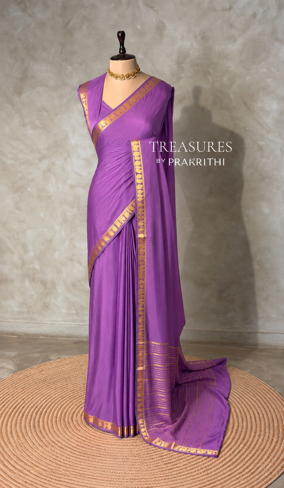 Purple Semi Mysore crepe Silk Saree - PBRMJ5G