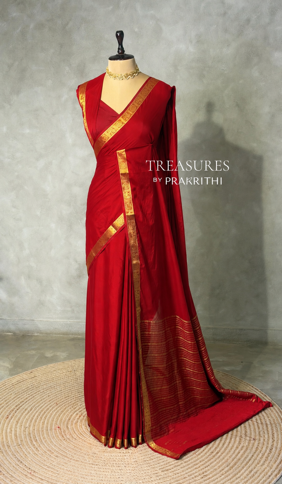 Red Semi Mysore crepe Silk Saree - PBRMJ5H