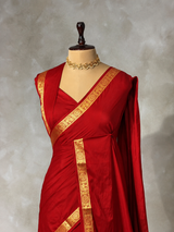 Red Semi Mysore crepe Silk Saree - PBRMJ5H