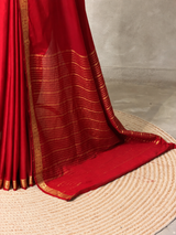Red Semi Mysore crepe Silk Saree - PBRMJ5H