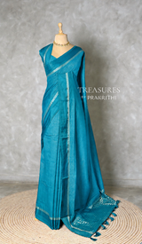 Blue Chanderi silk cotton saree- PBRNAK4H