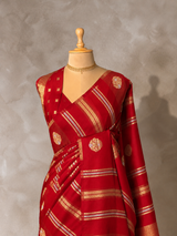 Red Banarasi Satin silk Saree - PBRMM6D
