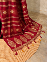 Red Banarasi Satin silk Saree - PBRMM6D