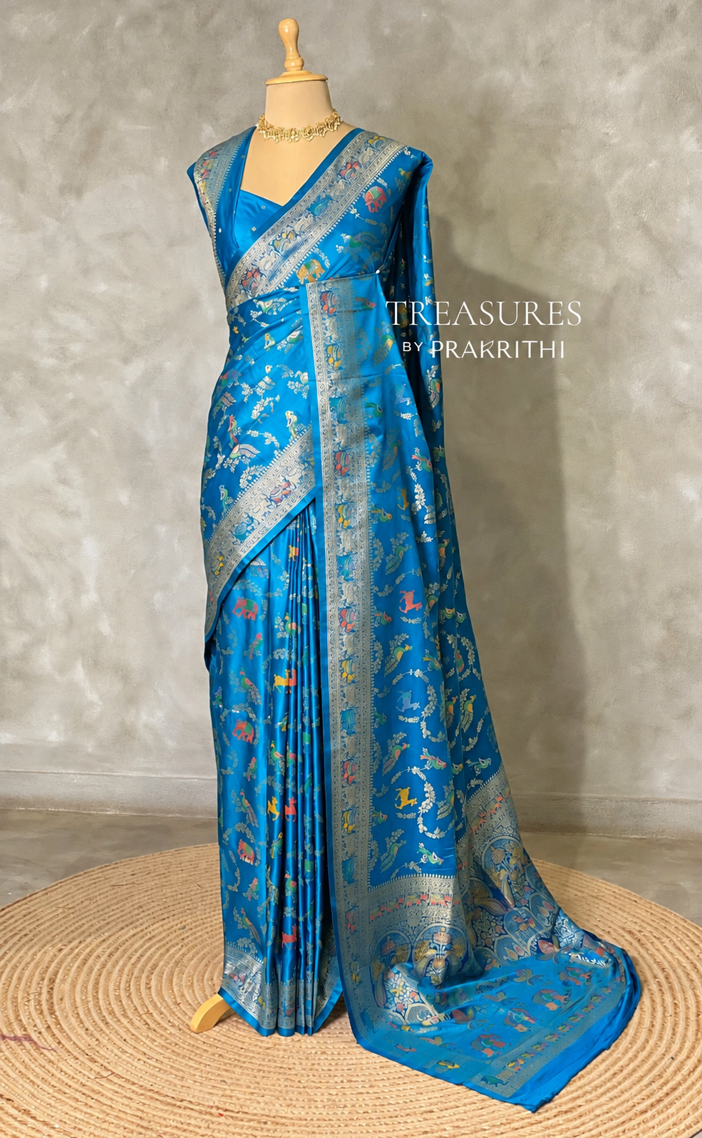 Blue Banarasi Satin silk Saree - PBRKIV2A
