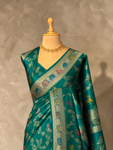 Peacock blue Banarasi Satin silk Saree - PBRKIV2C