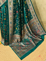 Peacock blue Banarasi Satin silk Saree - PBRKIV2C