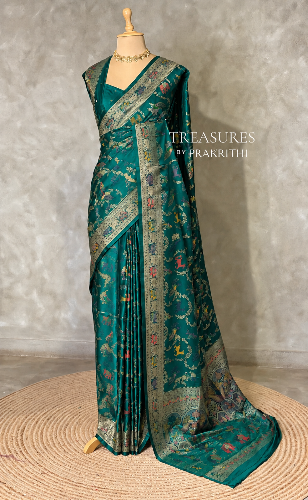 Peacock blue Banarasi Satin silk Saree - PBRKIV2C