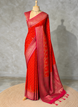 Orange and rani pink Georgette saree- PBRSB1J