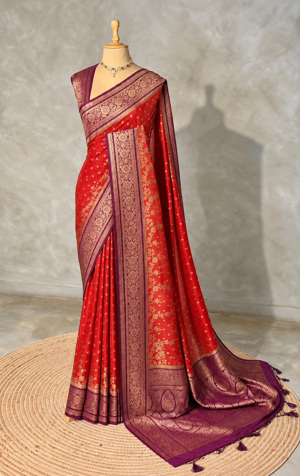 Orange and Violet Georgette saree- PBRSB1G