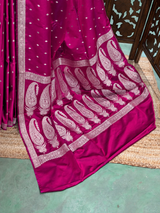 Light wine shade Mashru Banarasi silk Saree - PBRRAH2C