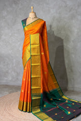 Yellow and Green semi kanchipuram soft silk saree - PSSN212