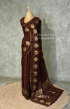 Dark Brown crape silk saree - PBRNAK2A